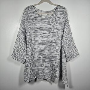 Great Cavalier By St. Paul Ramie Zebra Stripe Crinkle Gauze Tunic Top Size Large
